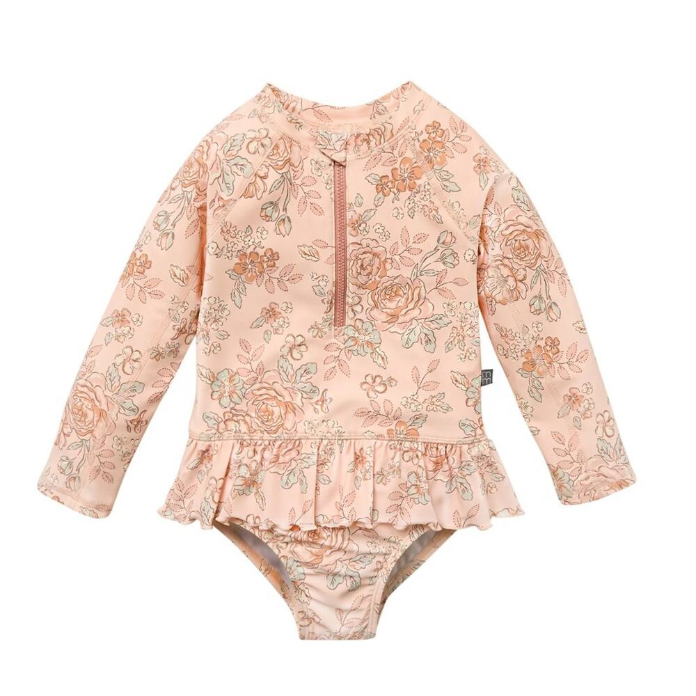 Gerber Modern Moments Girls Toddler Pink Floral Long Sleeve Swimsuit Size 4T